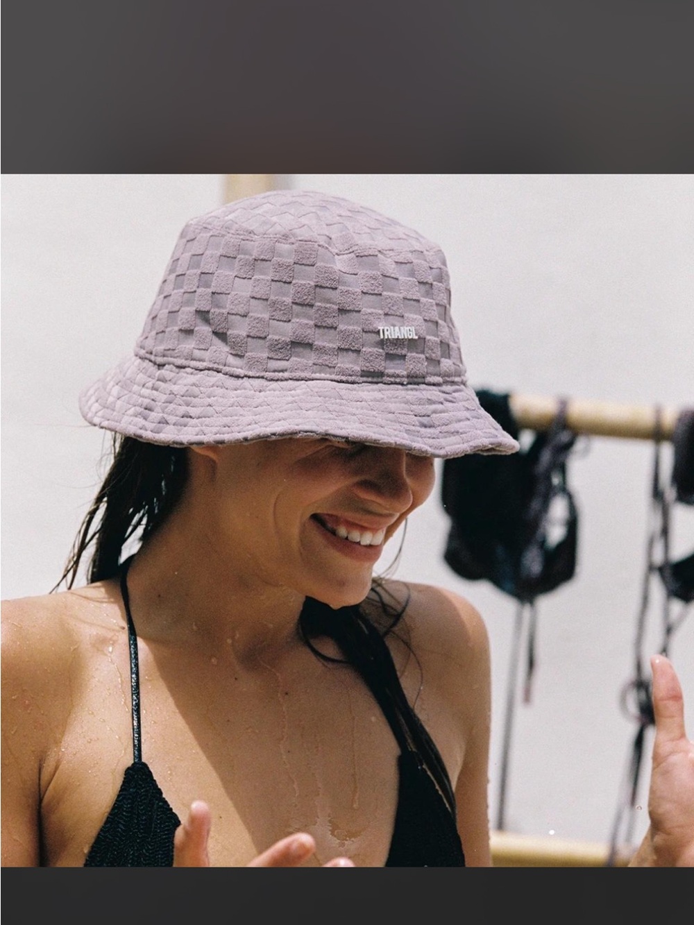 triangl swimwear Lavender Checkered Quilted Bucket Hat